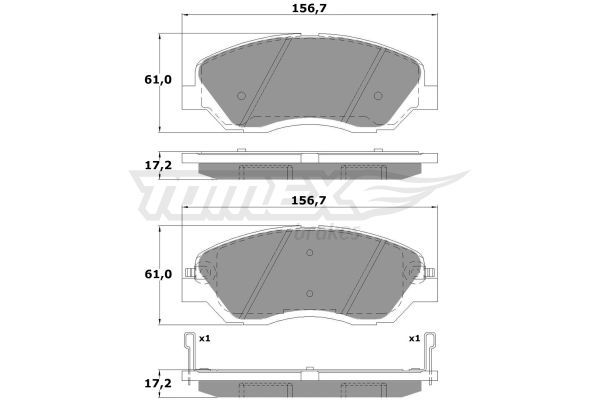 TOMEX BRAKES stabdžių trinkelių rinkinys, diskinis stabdys TX 17-44